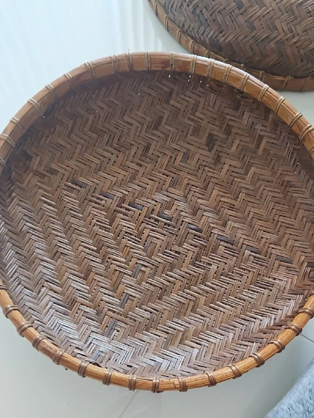 Vintage Style Woven Nesting Baskets - Brown. Set Of 4
